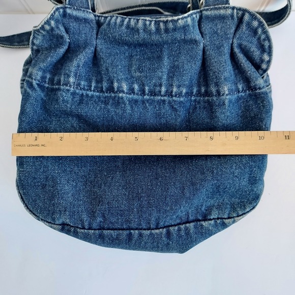 Vtg Denim Bag Embroidered Floral Butterfly Blue Jean Purse Boho Hippie Art Indie - Picture 11 of 13